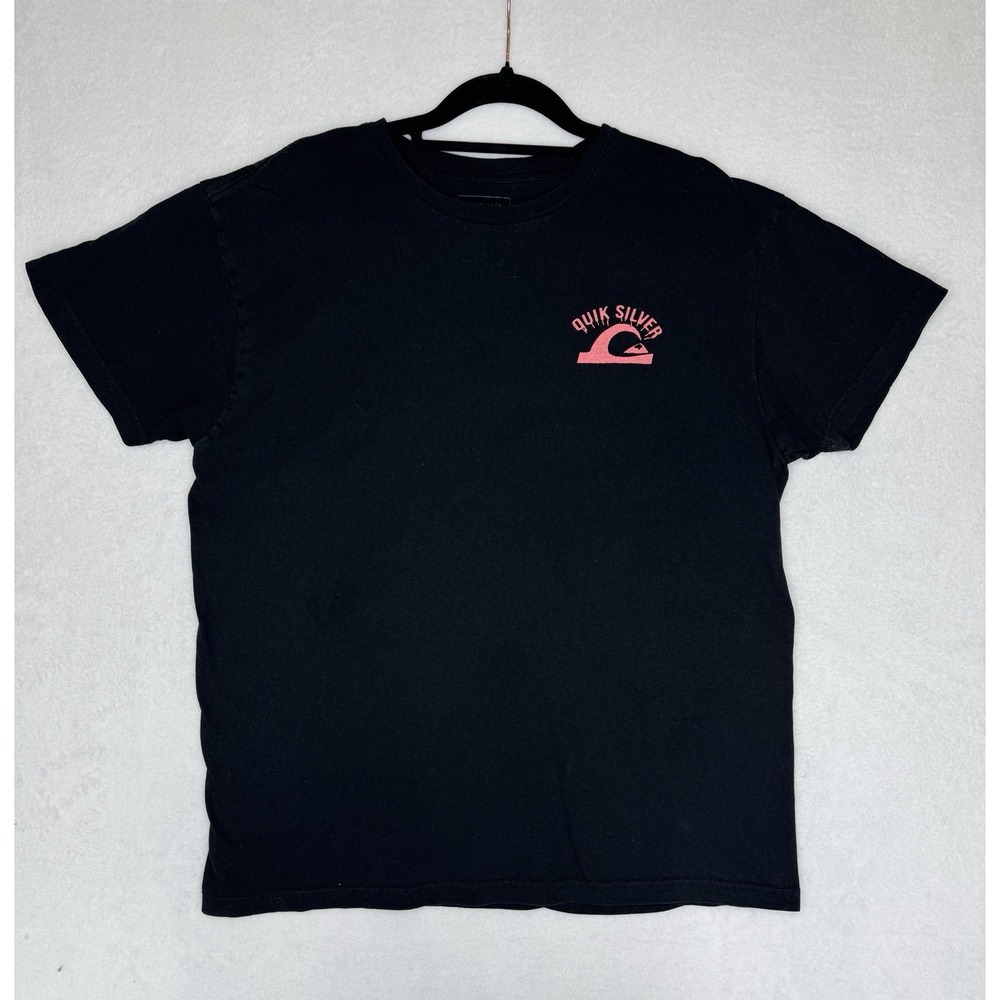 Quiksilver Men's Black Short Sleeve Logo T-Shirt Sz‎ L Surf Skate Tee